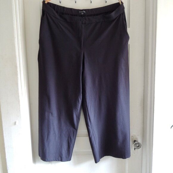 Eileen Fisher Black Wide Leg Stretch Zip Pants 16W